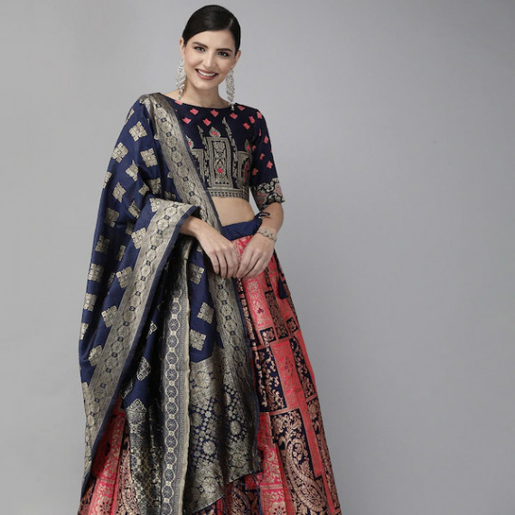 http://13.204.215.80/products/pink-navy-blue-woven-design-semi-stitched-lehenga-unstitched-blouse-with-dupatta
