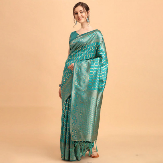 http://13.204.215.80/products/green-gold-toned-silk-blend-fusion-leheriya-saree